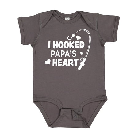 

Inktastic I Hooked Papa s Heart with Fishing Rod Gift Baby Boy or Baby Girl Bodysuit
