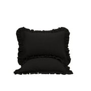 The Great American Store Premium Collections 2PC Ruffle Pillowshams (Euro 22 x 22, Black) 1800 Series Microfiber Wrinkle & Stain Resistant