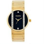 Elgin Men's Solid Link Bracelet Watch with Austrian Crystals