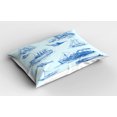 thumbnail image 2 of Ambesonne Nautical Pillow Sham 2 Pack, Wildlife Shark Boat, 26"x20", Pale Blue Blue, 2 of 3