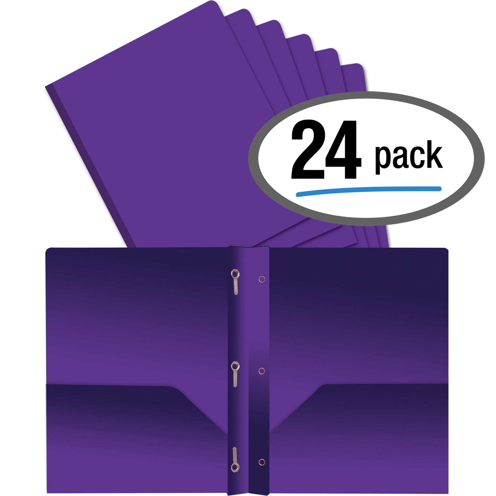 Better Office Products Purple Plastic 2 Pocket Folders with Prongs