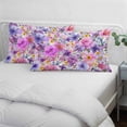 thumbnail image 4 of Farmhouse Flowers Throw Pillow Covers, Spring Watercolor Purple Pink Floral Soft Breathable Pillow Cases with Invisible Zipper, Queen Size Pillowcases for Couch Bed Sofa Chair 20x30 Inches, 4 of 9