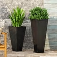 thumbnail image 4 of GDF Studio Fardeen Outdoor Modern Cast Stone Large and Small Planters, Set of 2, Black, 4 of 7