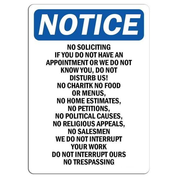 Vinyl Stickers - Notice - No Soliciting If You Do Not Have an Appointment Sign - Safety and Warning Warehouse Signs Stickers - 3.5" x 5" - 3 Pack
