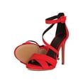 thumbnail image 4 of Women Faux Suede Asymmetric Open Toe Stiletto Heel Sandal 18894, 4 of 6