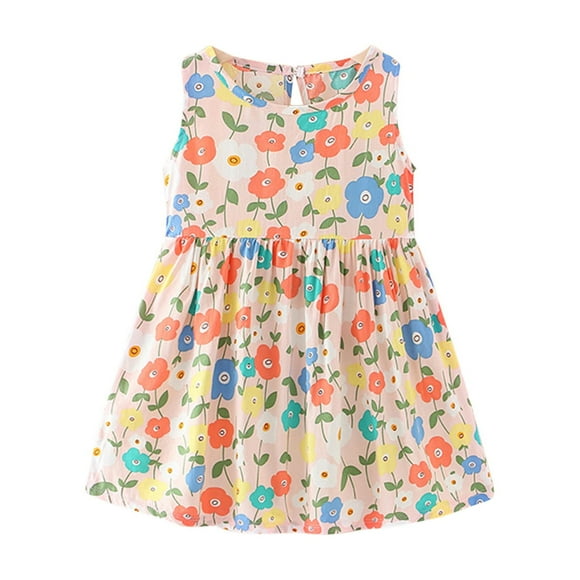 Vestido Para Niñas Ropa Para Bebés Ropa De Verano Para Niños Pequeños Vestido Sin Mangas Estampado Gráfico Ropa Para Niños Multicolor Odeerbi LM103-2160