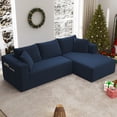 thumbnail image 2 of DEALTOPS 104'' Modular L-Shape Sectional Sofa with Chaise, Comfy Deep-Seat Cloud-Couch, Corduroy - Blue, 2 of 8