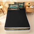 thumbnail image 4 of Erosebridal Rustic Teal Camper Zipper Twin Comforter Sets with Fitted Sheet and 2 Pillowcases, Happy Camping Zipper Bedding Set, Black Reversible, 4 of 7
