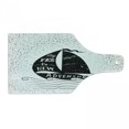 thumbnail image 1 of Adventure Cutting Board, Being Open to the New Adventures Words on a Small Boat Marine Journey Theme, Decorative Tempered Glass Cutting and Serving Board, Wine Bottle Shape, Black White, by Ambesonne, 1 of 1