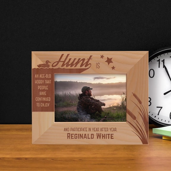 Hunt Is An Age-Old Hobby Personalized Wooden Frame-5" x 3 1/2" Brown Horizontal