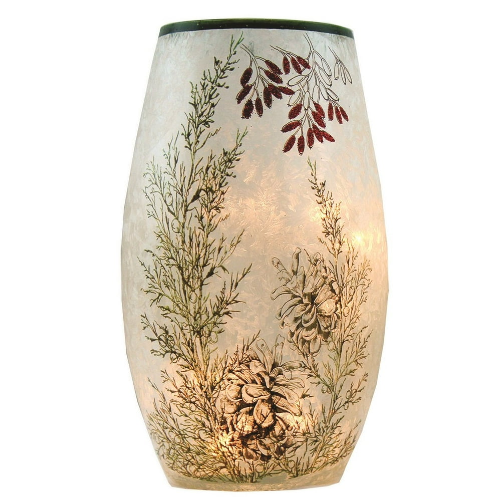 Stony Creek Lighted Glass Vase, Pinecone, 4.25" x 4.25" x 7"