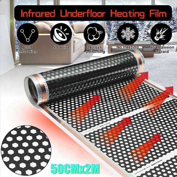 2X Suelo Radiante 50CMx2M Honeycomb Electric Infrarrojo Calefacción Suelo Radiante Película 220V