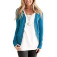 thumbnail image 2 of MIASHUI Women's V-Neck Button Front Knit Cardigan, Fashion Solid Color Open Front Lightweight Casual Jacket for Women Sky Blue,M, 2 of 5