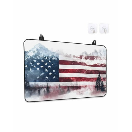 Stove Top Covers for Electric Stove 36x21 Inches 4th of July Heat Insulation Fireproof Glass Cooktop Protector USA Flag Forest Independence Day Multipurpose Countertop Stovetop Cover for Kitchen