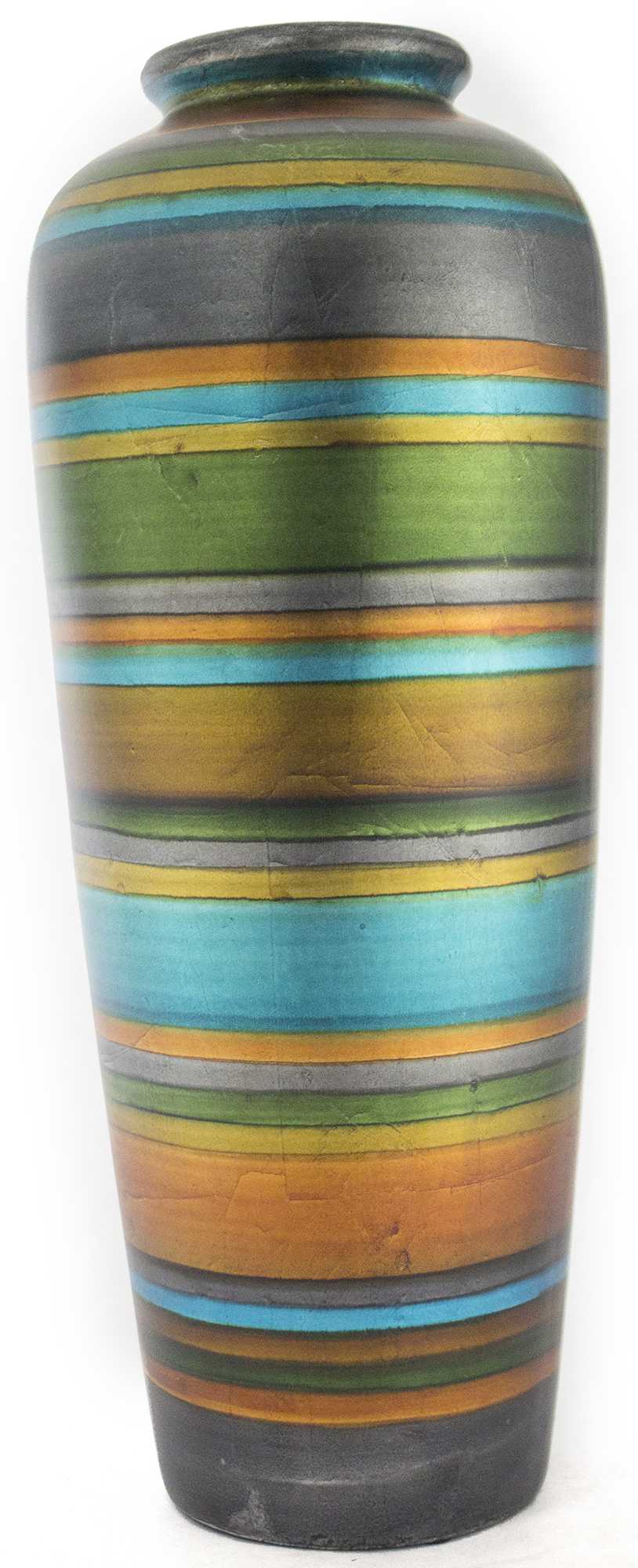 20" Ceramic Water Jug Floor Vase Ceramic, Satin In Blue, Green, Gold