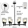 thumbnail image 3 of KPIBEST 27 inch black hollow design glass chandelier, 8 light modern living room chandelier, 3 of 11