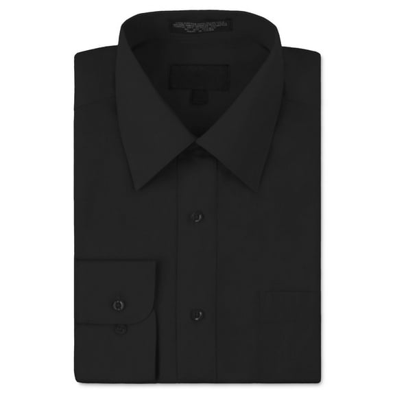 Men's Classic Fit Long Sleeve Wrinkle Resistant Button Down Premium Dress Shirt (Black,S)