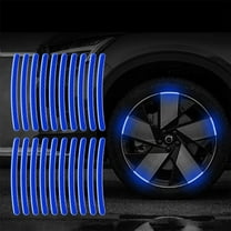 20 Pcs Car Wheel Reflective Sticker,Night Safety Warning Sticker,Auto Exterior Stripe Decal Sticker,Anti-Scratch Fluorescent Tire Decoration Strip for Cars,Trucks,Motorcycle,Blue