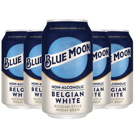 Blue Moon Non-Alcoholic Belgian Style Wheat Beer - Dealcoholized NA Brew in 12oz Cans - Low Calorie: 80 cals, 17g carbs - Refreshing Craft Brew Option