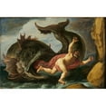 thumbnail image 2 of Pieter Lastman 24x18 Black Ornate Framed Double Matted Museum Art Print Titled: Jonah and the Whale (1621), 2 of 5