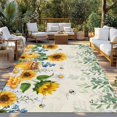 thumbnail image 2 of Sunflowers Outdoor Rug for Patio/Deck/Porch, Non-Slip Large Area Rug 3 x 5 Ft, Floral Green Leaves Bees Watercolor Indoor Outdoor Rugs Washable Area Rugs, Reversible Camping Rug Carpet Runner, 2 of 8