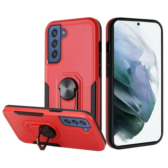 For Samsung Galaxy S22 Ultra Hybrid Tough Strong Dual Layer Hard PC TPU with Flat Magnetic Ring Stand Heavy-Duty Design Cover ,Xpm Phone Case [ Red ]