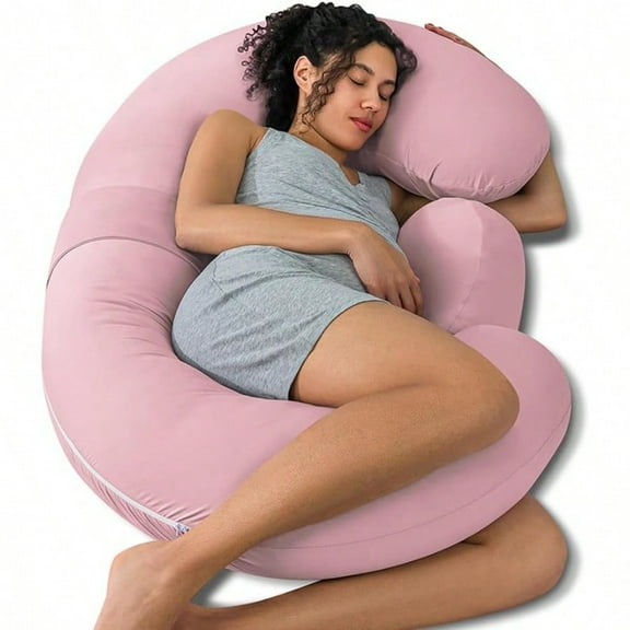 Cooling Pregnancy Pillows E Shaped Maternity Pillow for Sleeping with Extra Wedge Pillow for Belly port 60 Inch Full Body Pillow Pink