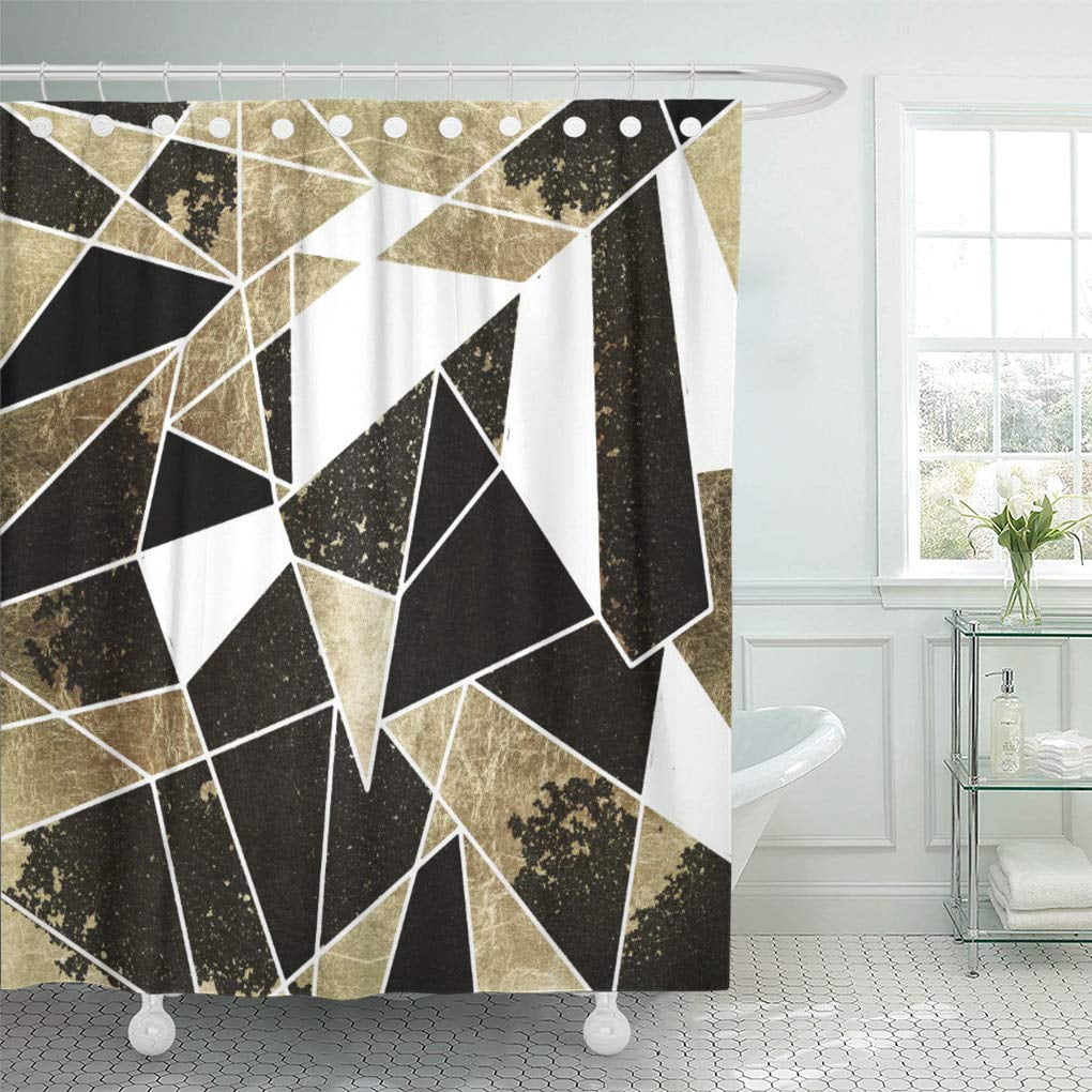 Venice Chess Board Pattern Bathroom Decor Waterproof Fabric Shower Curtain Set 