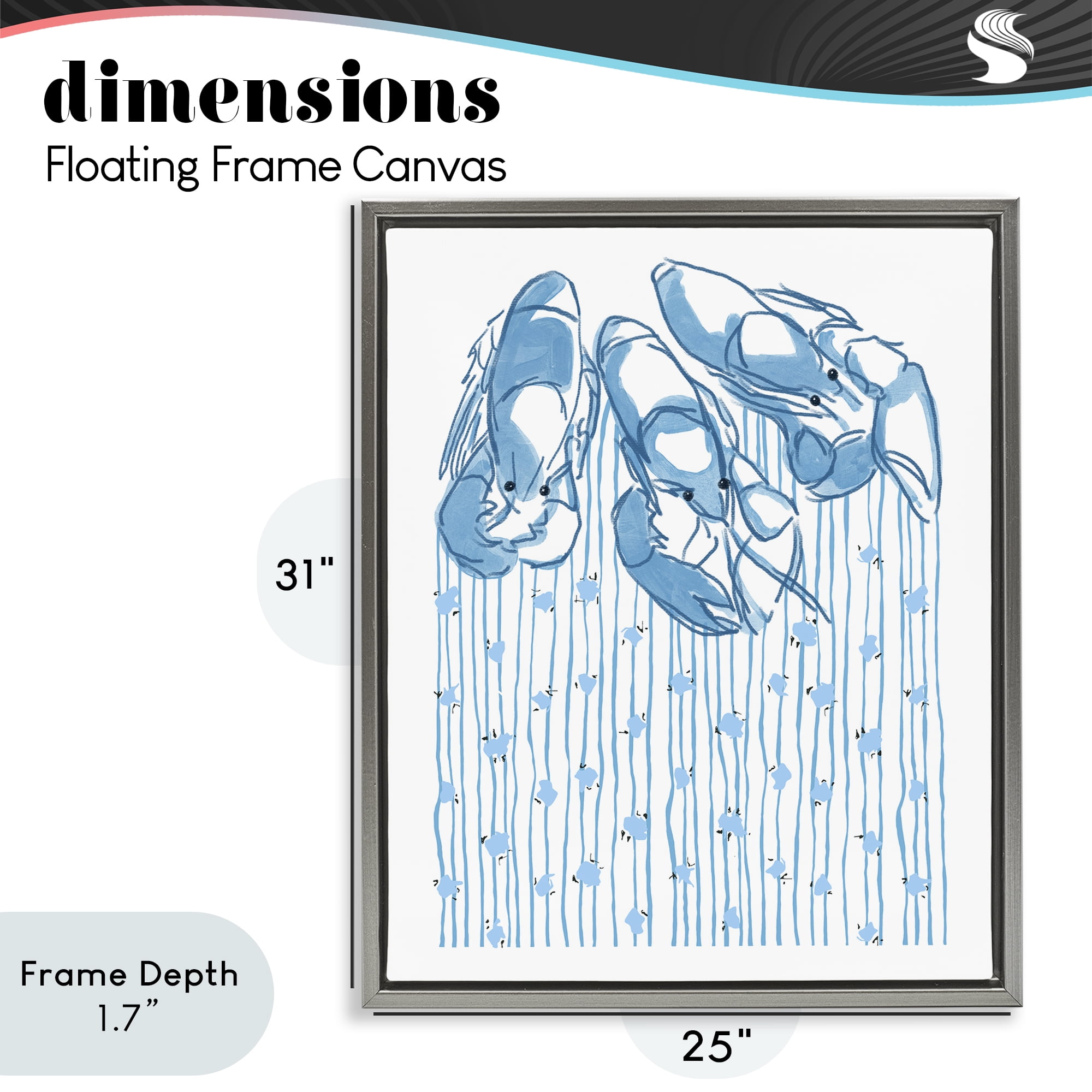 Stupell Industries Lobster Trio with Strings Gray Framed Floater Canvas Wall Art, design by Melissa Tilley