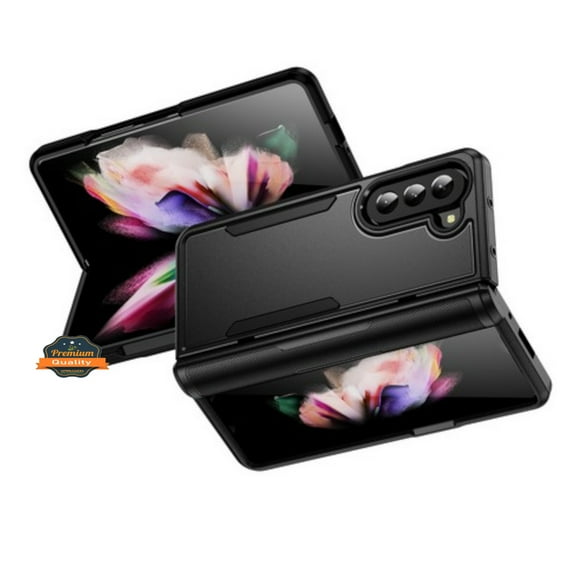 For Samsung Galaxy Z Fold 5 Hybrid Bumper Rugged Dual Layer Hard PC TPU Heavy-Duty Military-Grade Rubber Protective Phone Case Cover by Xpression - Black