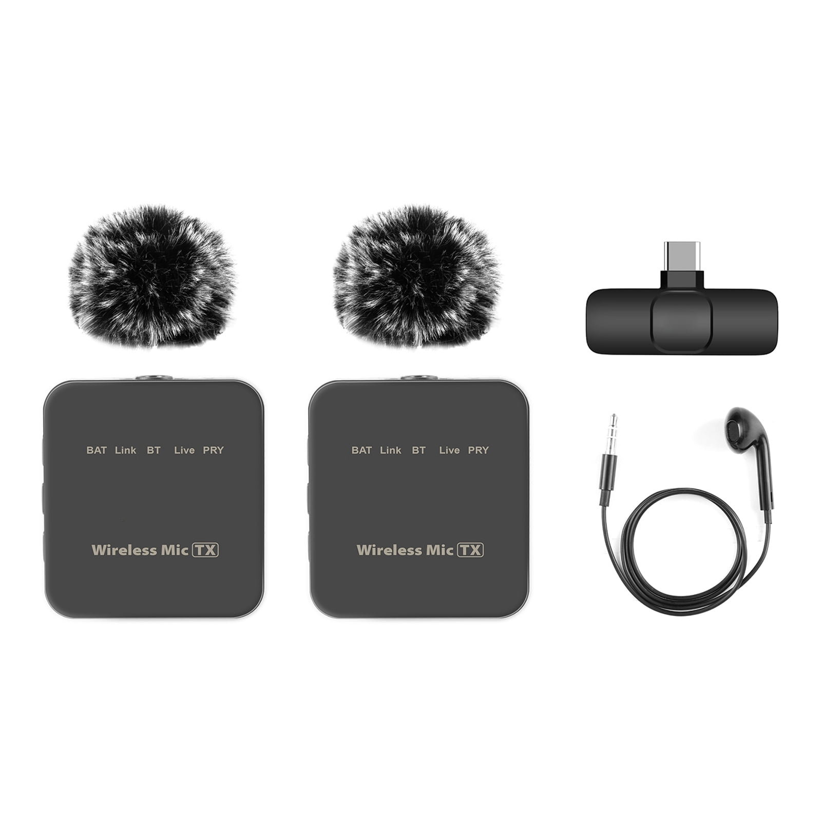 Wireless Microphone System Microphone 2.4G Wireless Microphone Kit Low Latency Wireless Pickup Lavalier Microphone for Vlog Video Live Streaming Interviews