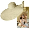 thumbnail image 4 of Women Beach Hat, Summer Floppy Wide Brim Hat, Roll Up , Straw Hat Protection - Beige, 4 of 8