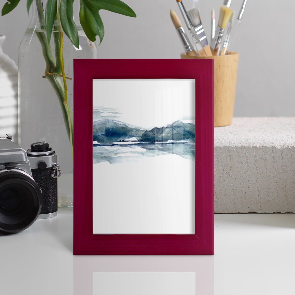 Stark Horizon II - Framed Print w/glass - Cherry Red