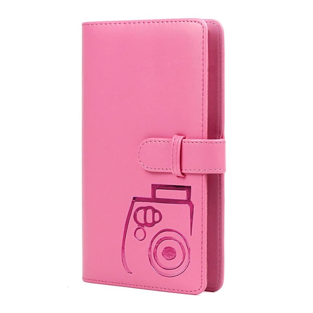 Matsuzay Estuche para fotos instantáneas de cuero PU con 96 bolsillos de 3 pulgadas, colección de álbumes y fotos para 8/9/7s/25/70/90 Cables de audio/vídeo rosa