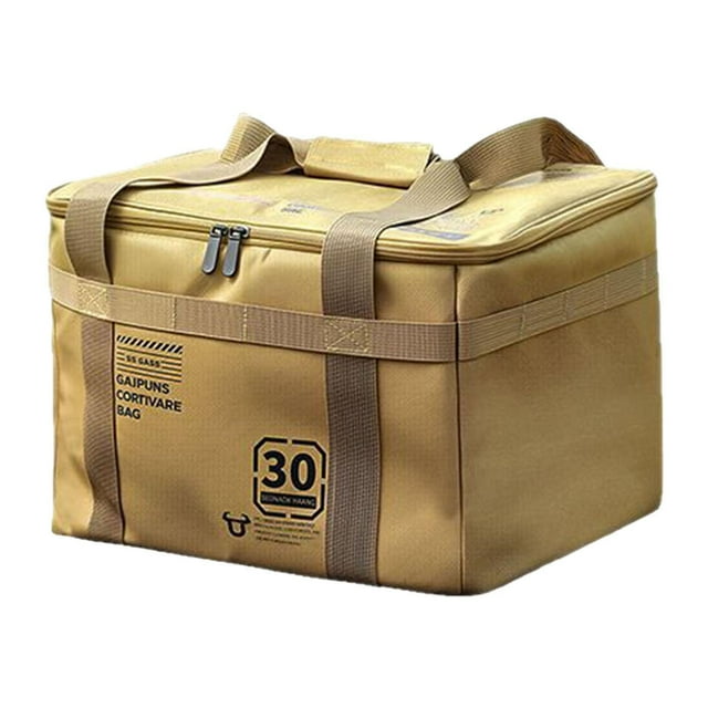 S SERENABLE Sac de Rangement de Camping Organisateur de Coffre Multifonctionnel pour Voyage Plage Pêche Kaki