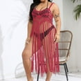 thumbnail image 2 of Danhjin Tassel Swimsuit Coverups for Women Casual Tank Dress Hollow out Beachwear Lightweitght Summer Bikinis Beach Sun Bathing Swiming Vacation Sleeveless Crochet Cover up, 2 of 6