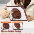 thumbnail image 4 of ELEHOLD Rugged Case For  Samsung Galaxy Tab A9+ 11Inch, Full Protection Transparent 360° Rotating Stand Cover, with Silicone Wrist Strap, Shoulder Strap,Chocolate, 4 of 12