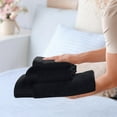 thumbnail image 4 of MyOwn Ultra Soft 3 Pack Cotton Towel Set, Contains a Bath Towel 28x55 inch, a Hand Towel 16x24 inch & a Wash Coth 12x12 inch, Ideal Everyday use, Compact & Lightweight - Black, 4 of 5