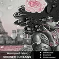 thumbnail image 5 of Hadint 4-piece Pink African American Girl Shower Curtain Set, Paris Eiffel Tower Art Pattern Shower Curtain and Rug Set, 12 Pcs Hooks, 71inx71in, 5 of 12