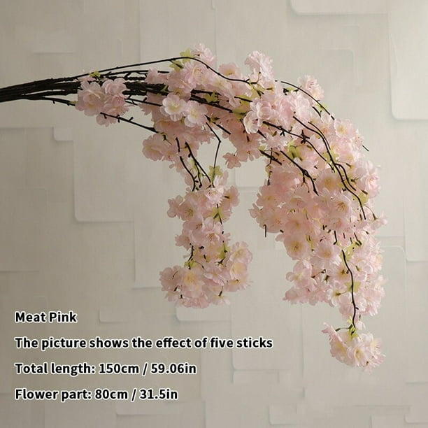Flor de Cerezo Artificial para decoración del hogar, árbol de cerezo rosa y blanco, flor de seda de primavera, arco de bonsái DIY, accesorios de boda