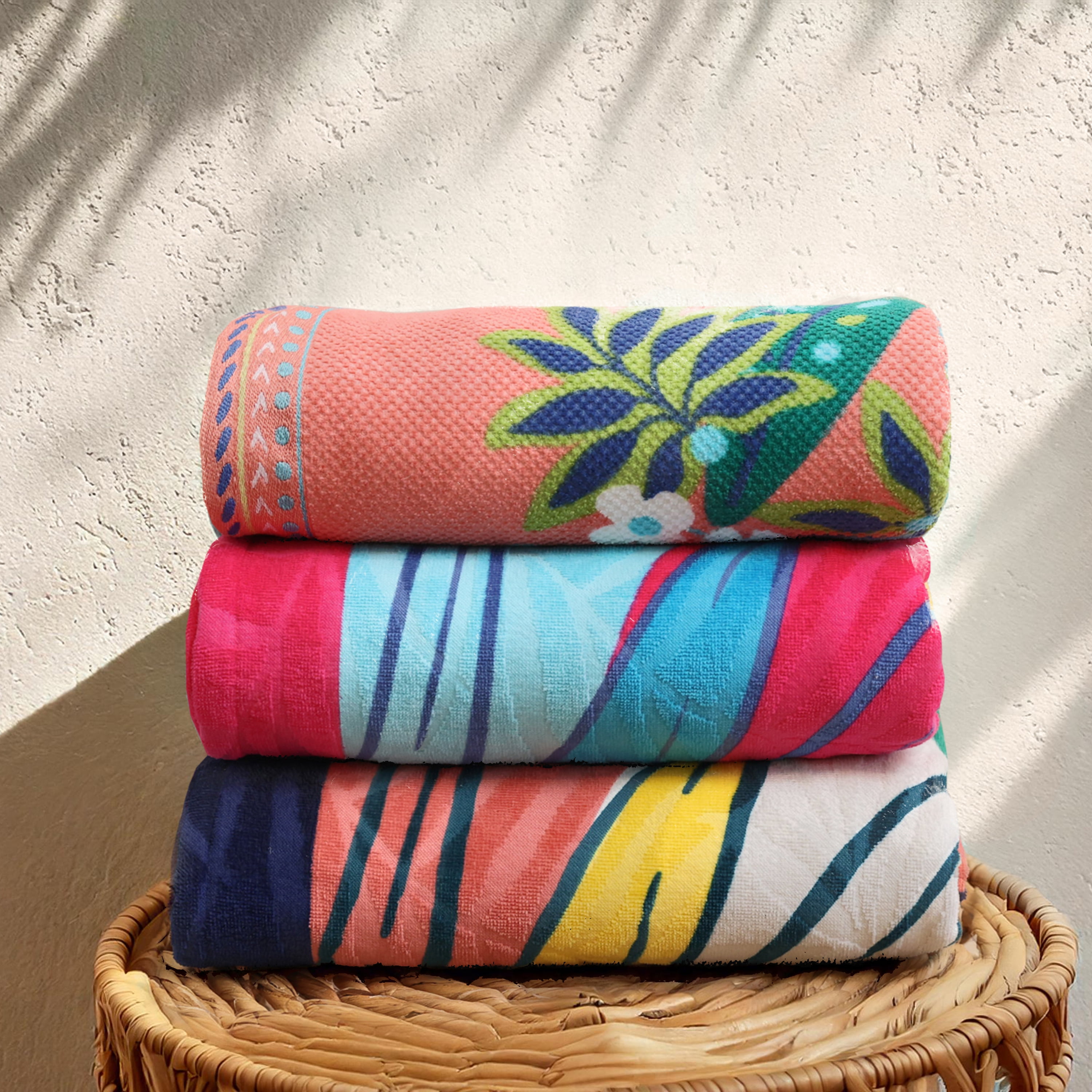 Better Homes & Gardens Oversized Printed Palm Tree 100% Cotton Velour Beach Towel, 38” x 72"