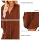 thumbnail image 5 of Blusa extragrande con cuello vuelto, manga larga con botones, camisa holgada de pana con cordón para mujer para viajes diarios, 5 of 5