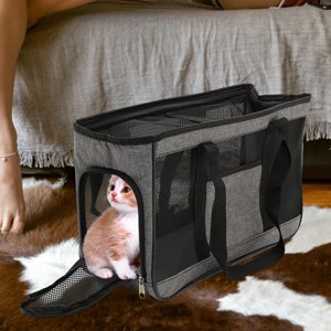 TEHAUX Tissu gris chat porte-animal respirant 1Set