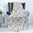 thumbnail image 4 of Llama Soft Flannel Fleece Throw Blanket, Abstract Triangles Doodle Style Alpacas in Monochrome Cartoon Pattern, Cozy Plush for Indoor and Outdoor Use, 70" x 90", White Charcoal Grey, by Ambesonne, 4 of 5