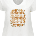 thumbnail image 4 of Inktastic Cozy Autumn Vibes Bonfires Flannels Pumpkins Hayrides Women's Plus Size V-Neck T-Shirt, 4 of 5