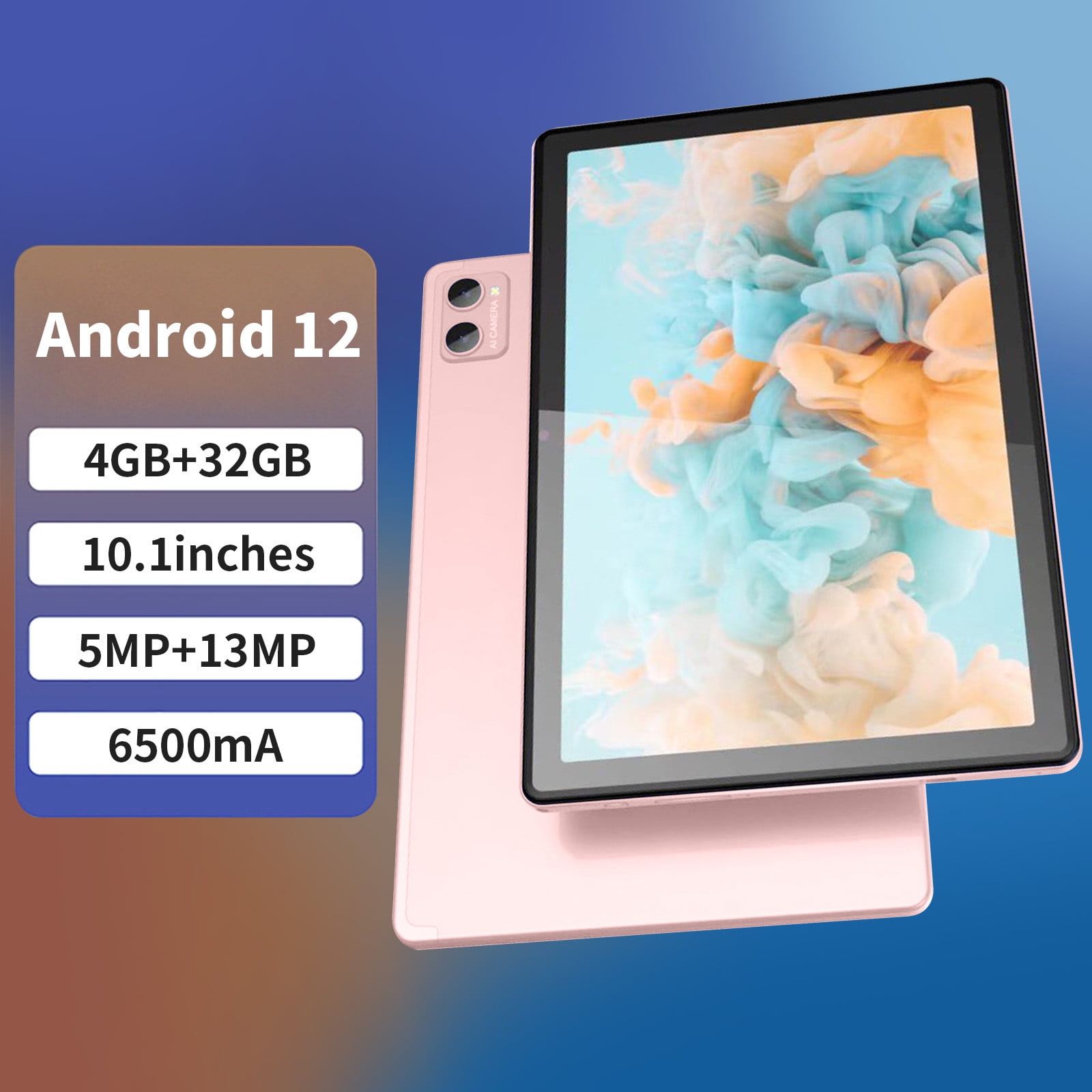 10.1 Inch Android Tablet, 4GB RAM 32GB ROM, 256GB Expand, 5G WiFi, Dual SIM, GPS, Bluetooth, 6500mAh Battery, FHD Display, Face ID