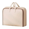 thumbnail image 2 of Extra Large Beige Cotton Storage Bag with Reinforced Handles, Double Zipper, 50x20x35cm, Heavy Duty Organizer for Clothes, Moving, Travel, Dorm - Waterproof, Collapsible, Reusable, 2 of 7