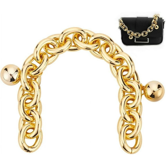 1Pc Aluminum Bag Cable Chain with Round Ball Charm Purse Strap Accessories Golden 29.5cm