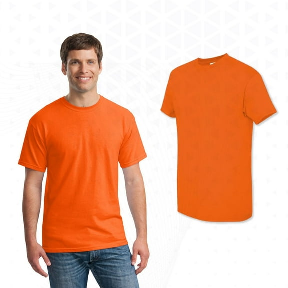 Gildan Hi Vis Safety Orange Workwear T-Shirt, Size S, Short Sleeve, Men’s High Visibility Reflective Tee