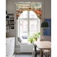 thumbnail image 4 of Orange Pumpkin Fall Swag Valances for Windows, Small Curtains Drapes, Thanksgiving Botanical Leaves Wooden Kitchen Window Curtains Over Sink Window Treatment Valance for Bedroom/Bathroom 56"x36", 4 of 5